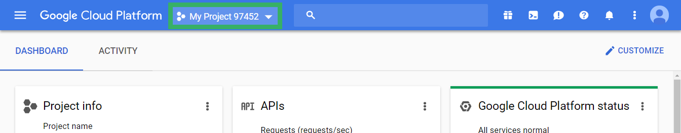 Select a project to connect from the drop down menu